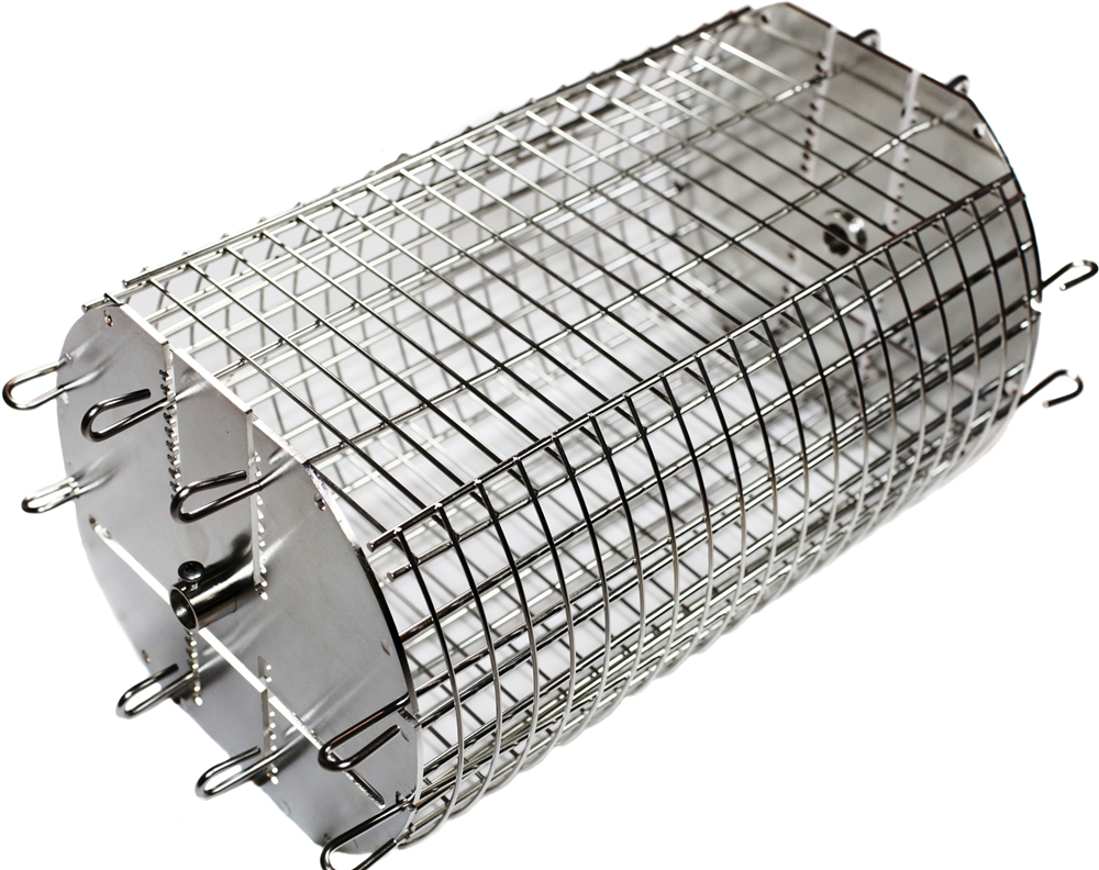 OneGrill Performer Series Universal Fit Grill Rotisserie Spit Rod Basket Stainless Steel Tumble Flat Basket in One. Fits 5 16 inch Square Spits